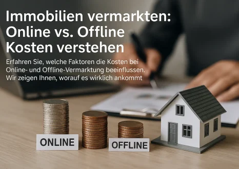 Slug: online-offline-vermarktung-kosten-wert

Meta Title: Immobilien vermarkten: Online vs. Offline Kosten verstehen

Meta Description: Erfahren Sie, welche Faktoren die Kosten bei Online- und Offline-Vermarktung beeinflussen. Wir zeigen Ihnen, worauf es wirklich ankommt. Jetzt informieren!

fotorealistisch professionell und dezent bitte, zudem themen passend!